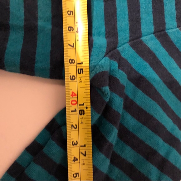 Banana republic green/navy stripe cotton 3/4 arm - Picture 5 of 6